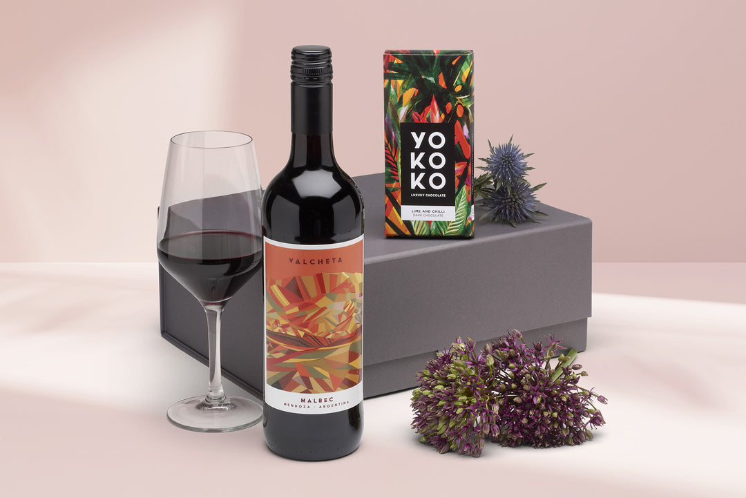 Vibrant Red Wine & Chocolate Gift Set