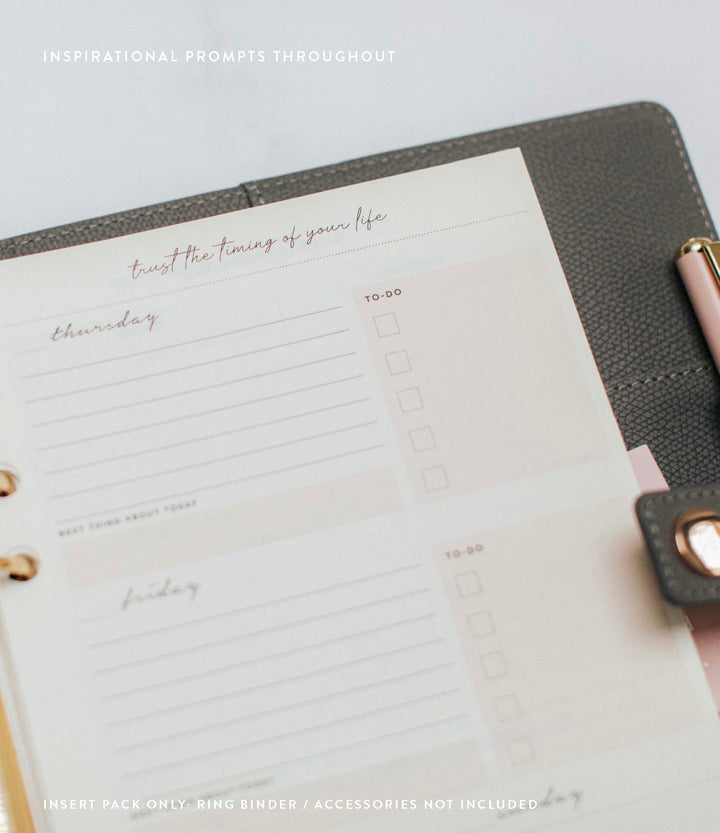 Undated Lifestyle Weekly Planner Insert Pack