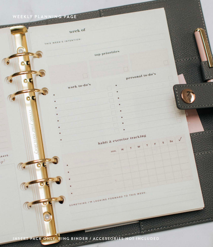 Undated Lifestyle Weekly Planner Insert Pack