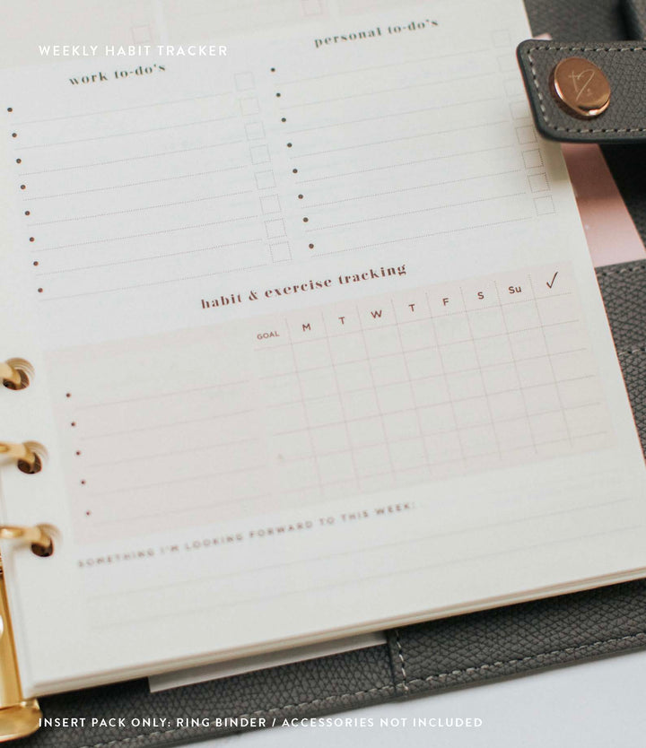 Undated Lifestyle Weekly Planner Insert Pack