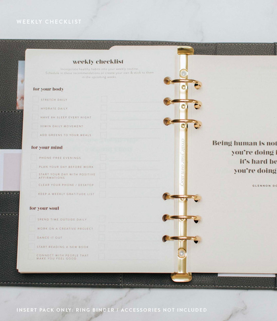 Undated Lifestyle Weekly Planner Insert Pack