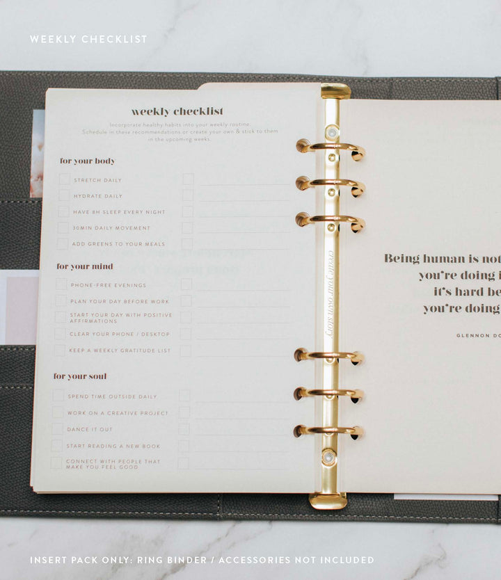 Undated Lifestyle Weekly Planner Insert Pack