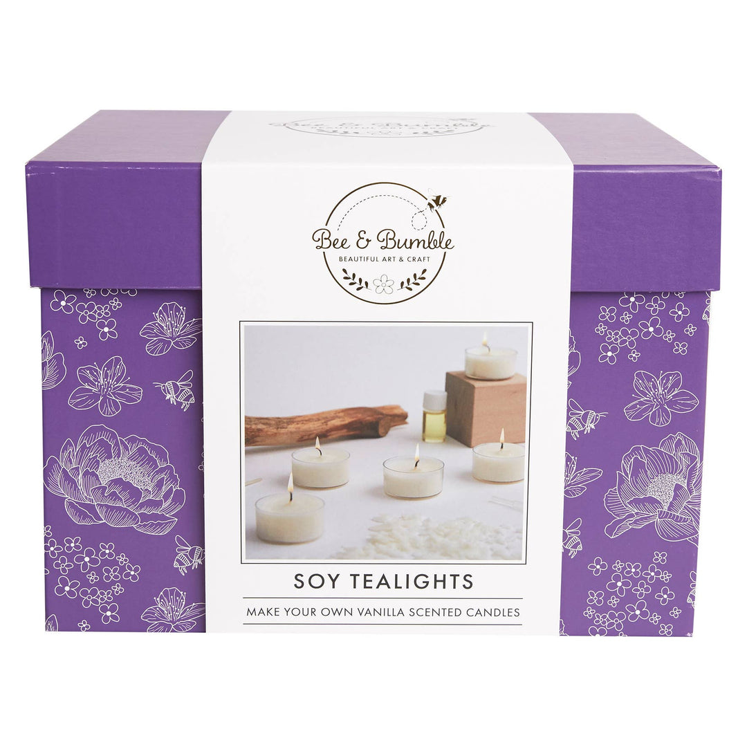 Bee & Bumble Make Your Own Soy Tealights, Set Of 4, Craft Kit Set, DIY, Art And Crafts, Wax, Unique Gift