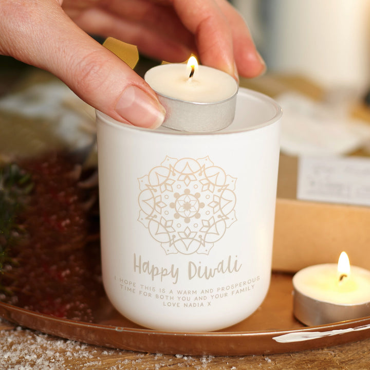 Diwali Tea Light with Candles Personalised Gift