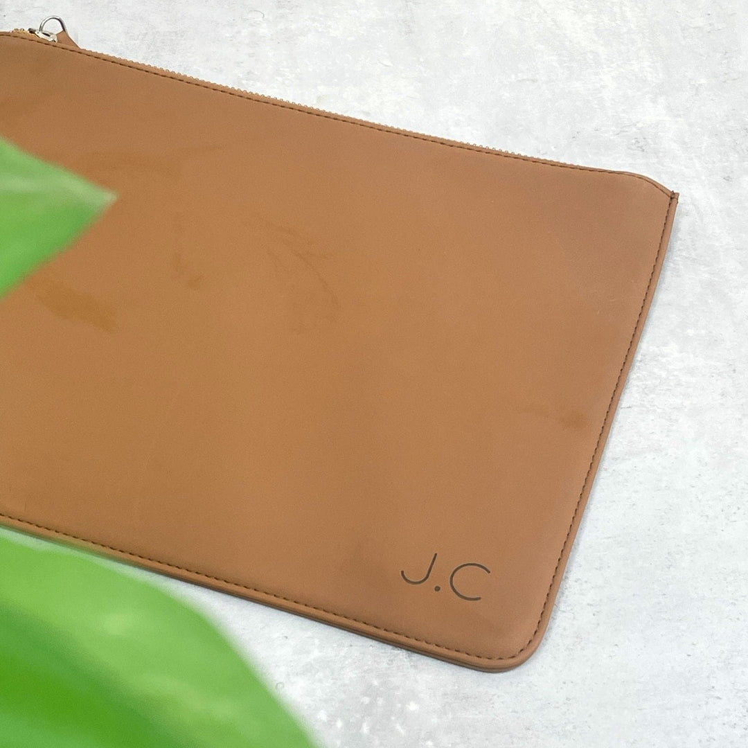 Personalised Leather Clutch Bag
