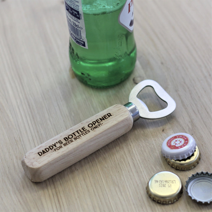 Rustic Wooden Bottle Opener - Personalised Gift for Dad