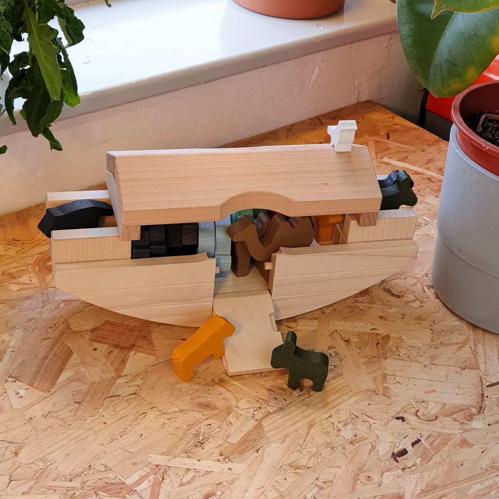 Engraved Wooden Noah's Ark