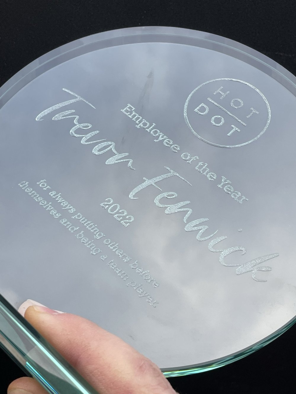 Personalised Round Glass Award / Trophy (Copy)