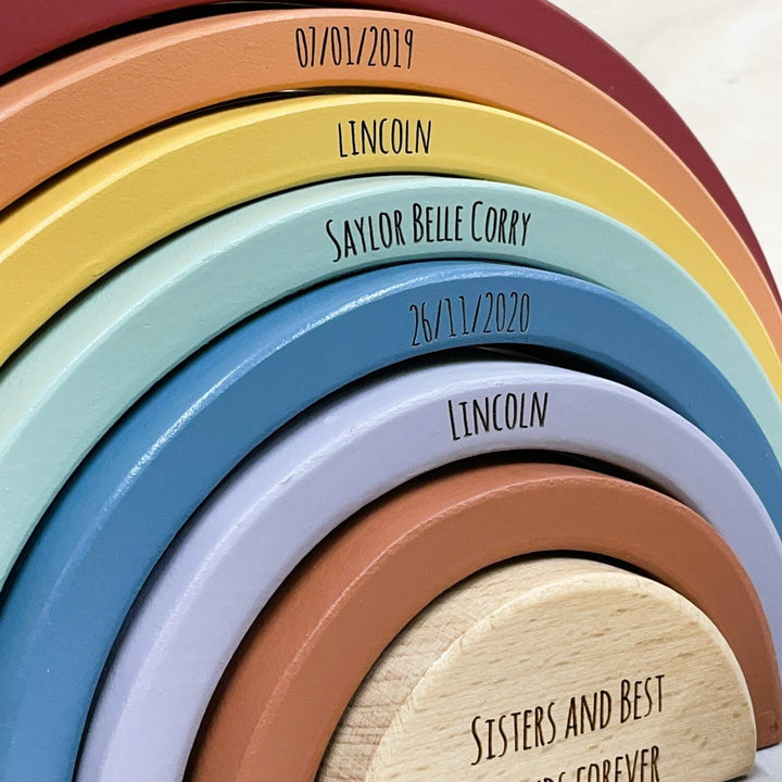 Personalised Wooden Pastel Coloured Rainbow | Wooden Toys for Children | Gifts for kids | Gifts for new parents | personalised stacking toy