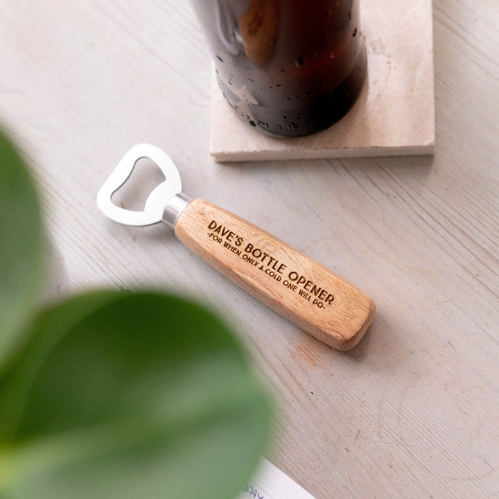 Rustic Wooden Bottle Opener - Personalised Gift for Dad